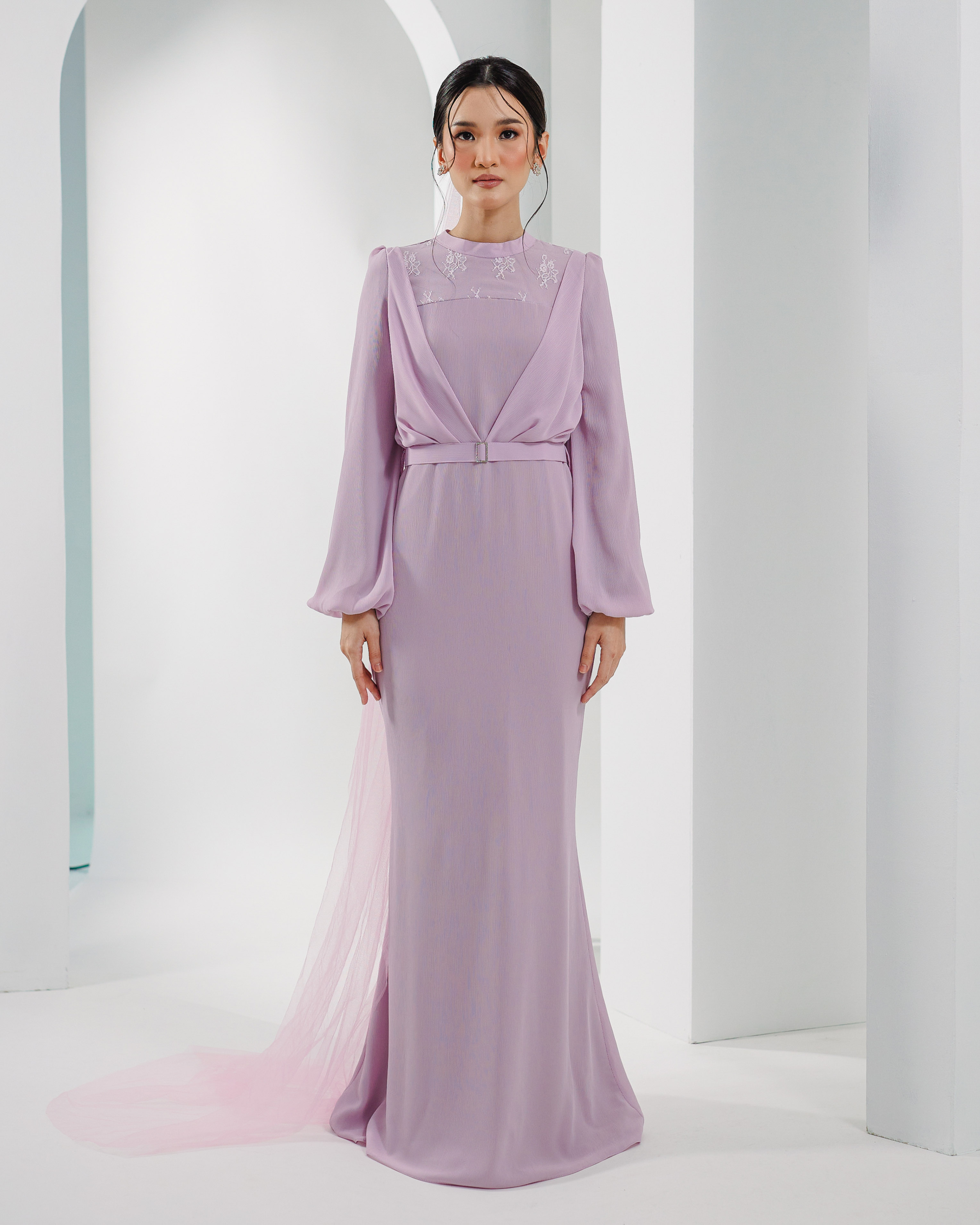 TYANA DRESS IN SHEER LILAC